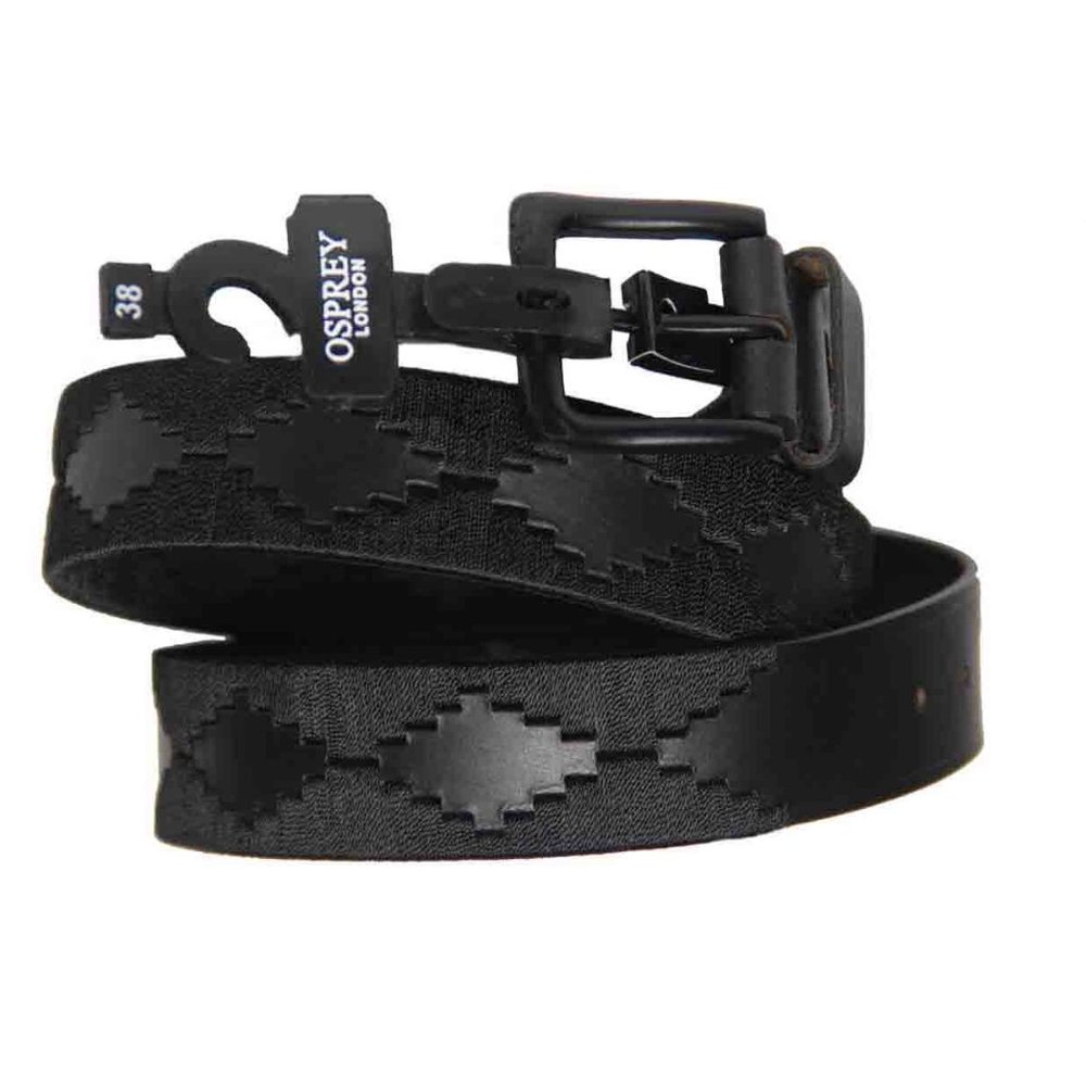 Osprey London Mendoza Belt Black Casual Leather Fabric Men's Size 38